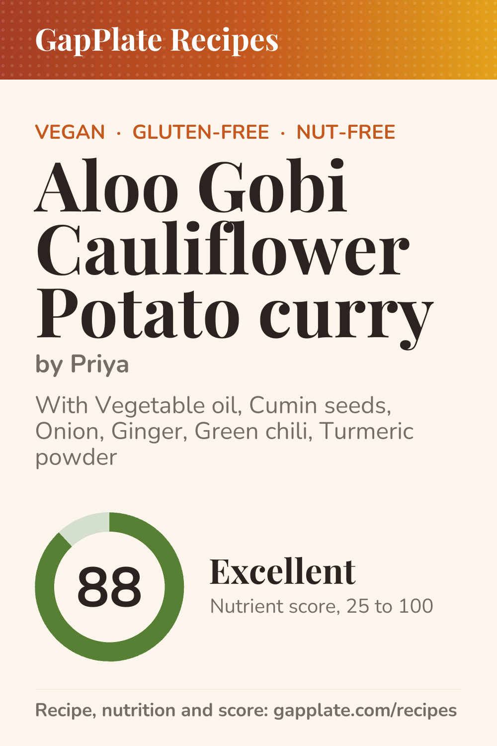 Pin of Aloo Gobi Cauliflower Potato curry by Priya
