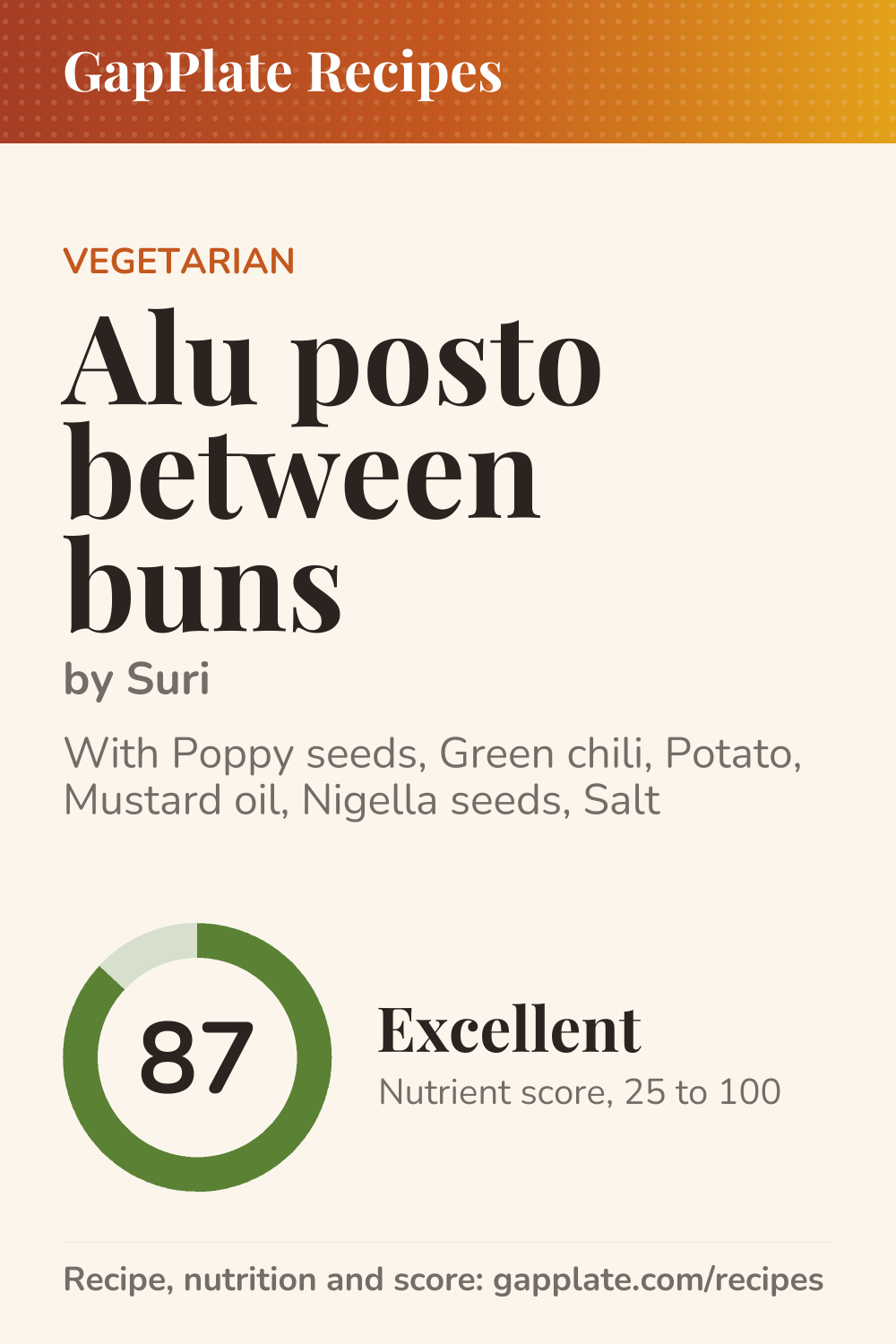 Pin of Alu posto between buns by Suri