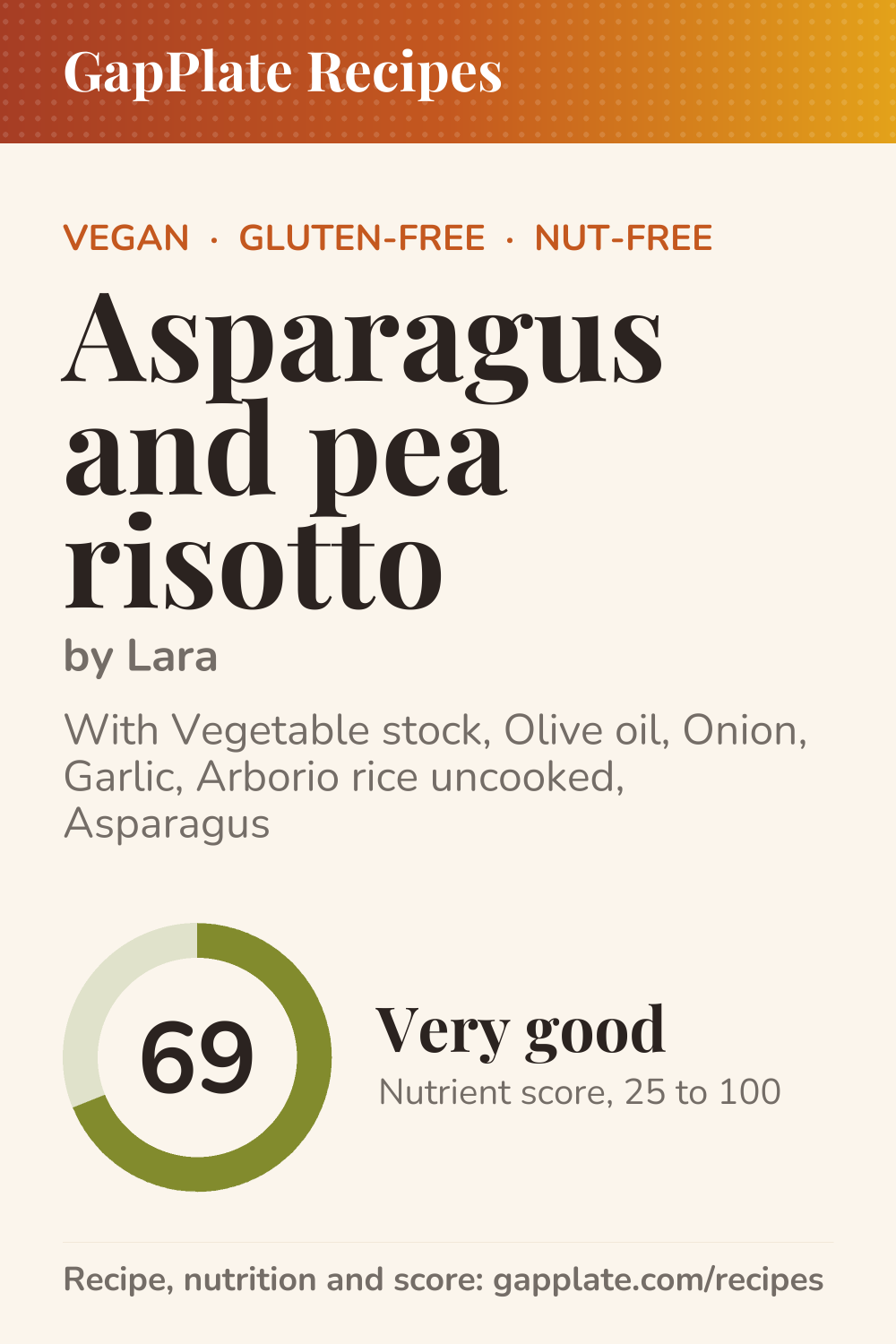 Pin of Asparagus and pea risotto by Lara