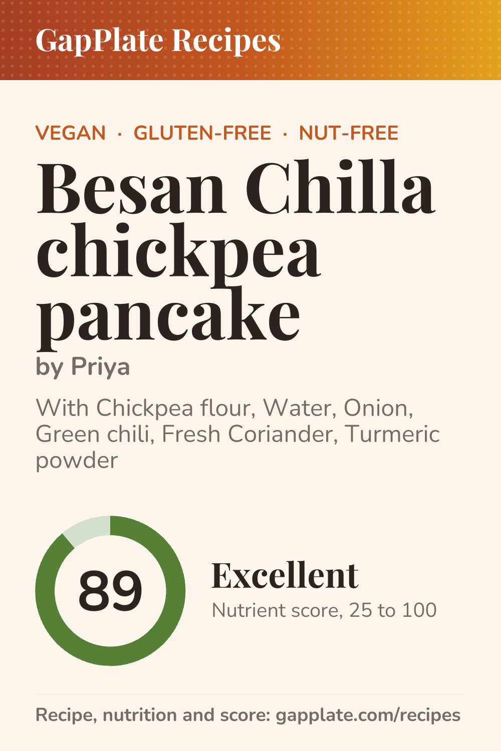 Pin of Besan Chilla chickpea pancake by Priya