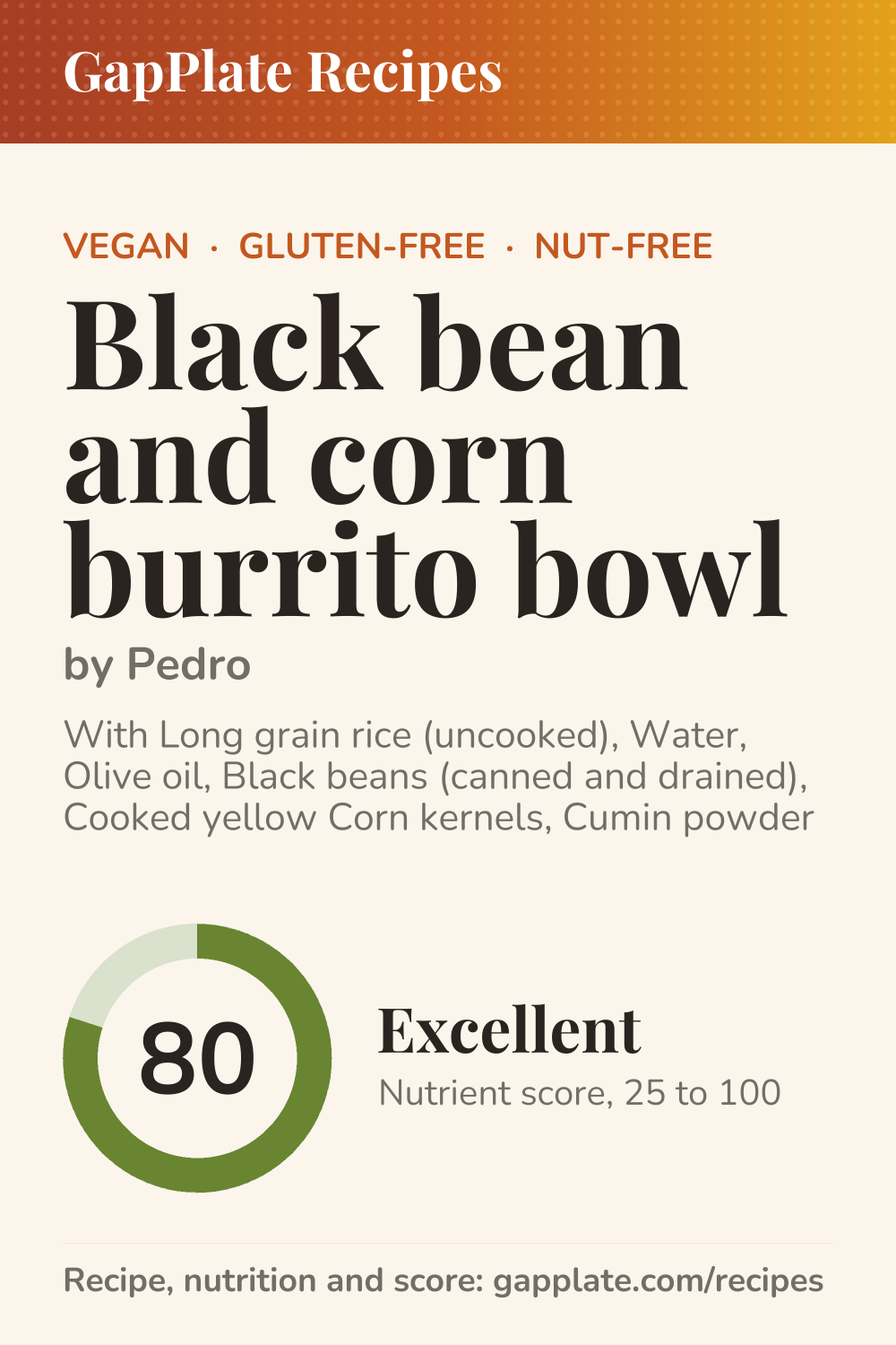 Pin of Black bean and corn burrito bowl by Pedro