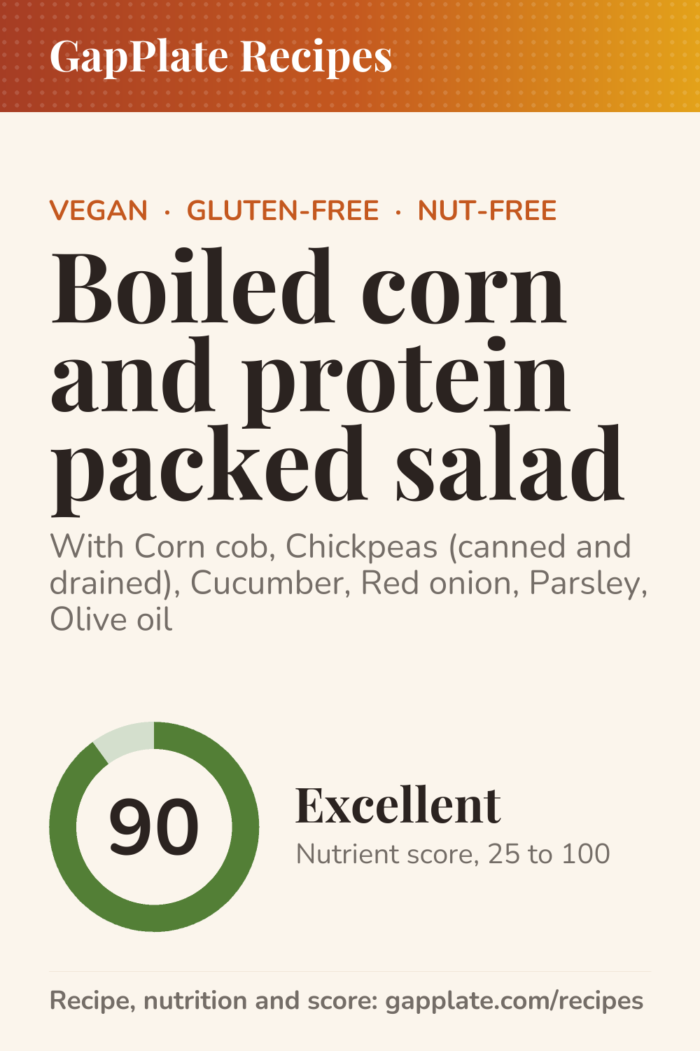 Pin of Boiled corn and protein packed salad recipe