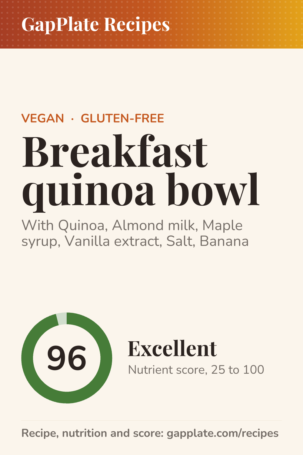 Pin of Breakfast quinoa bowl recipe