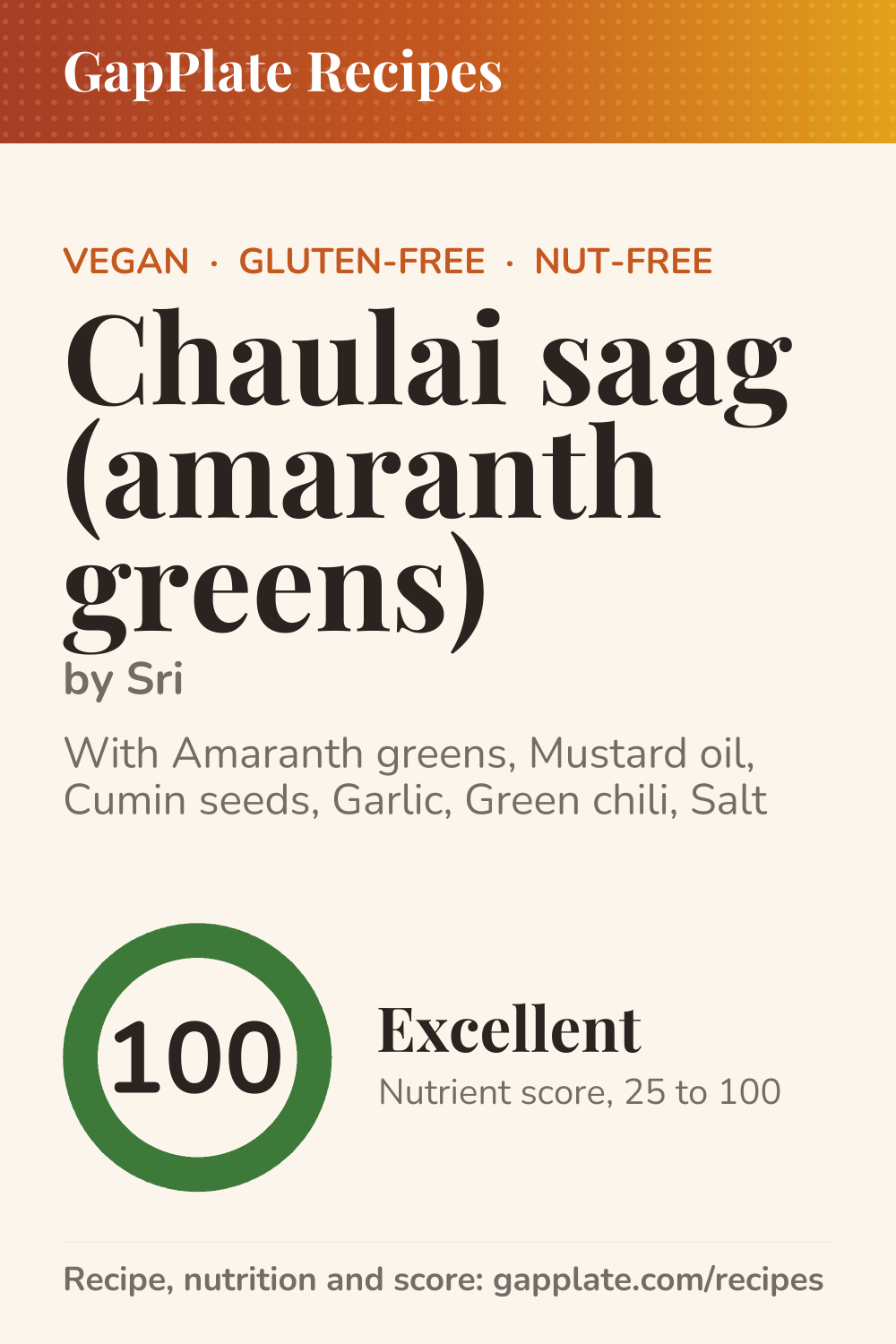 Pin of Chaulai saag (amaranth greens) by Sri