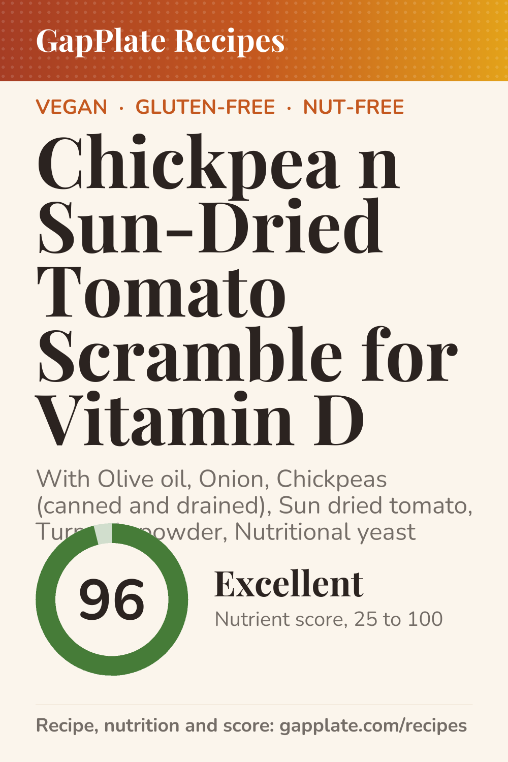Pin of Chickpea n Sun-Dried Tomato Scramble for Vitamin D recipe