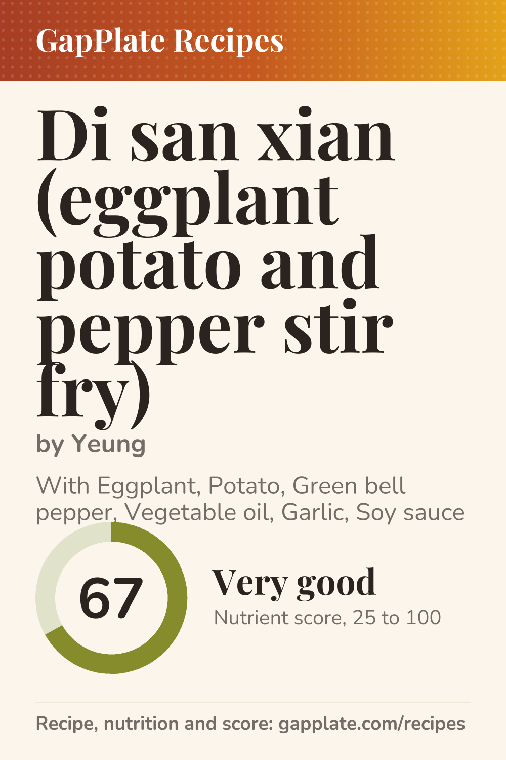 Pin of Di san xian (eggplant potato and pepper stir fry) by Yeung