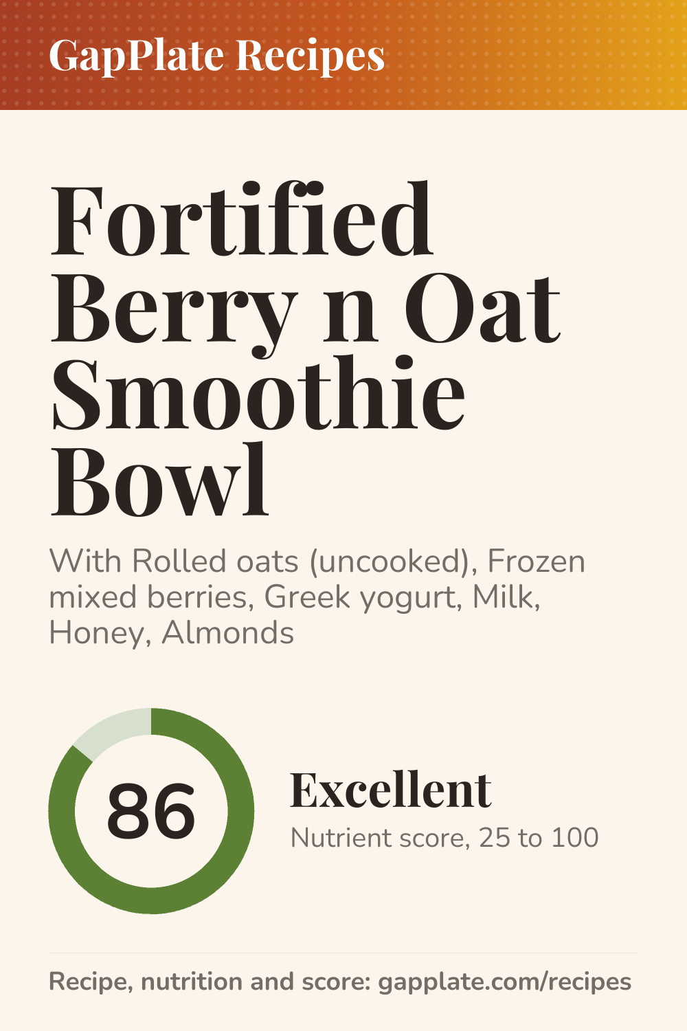 Pin of Fortified Berry n Oat Smoothie Bowl recipe