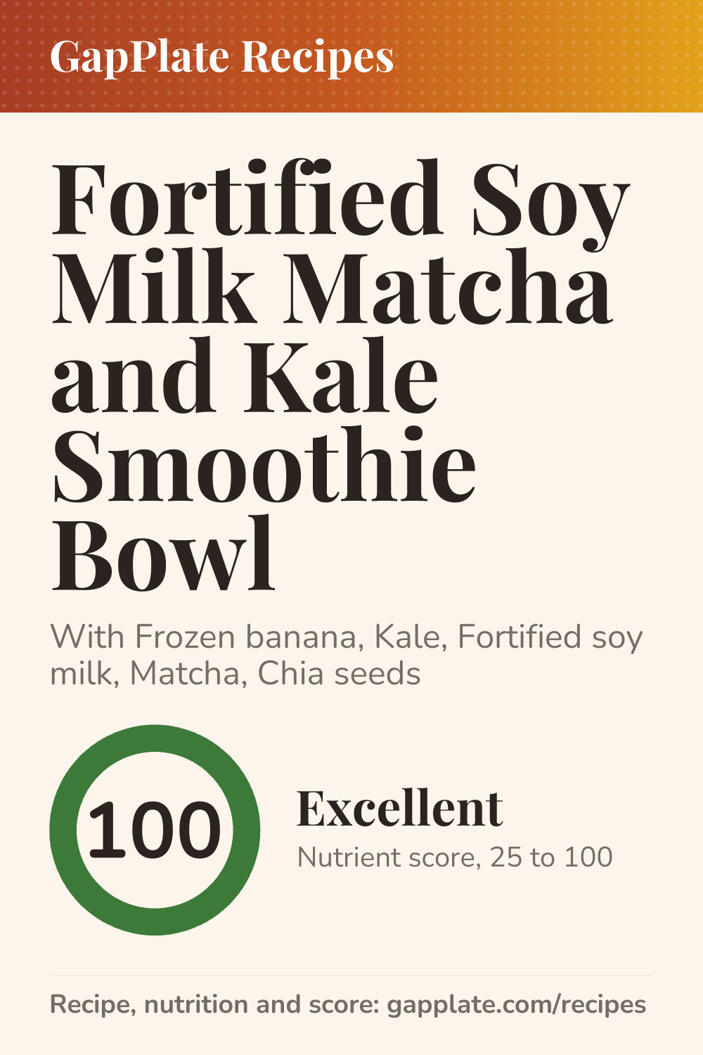 Pin of Fortified Soy Milk Matcha and Kale Smoothie Bowl recipe