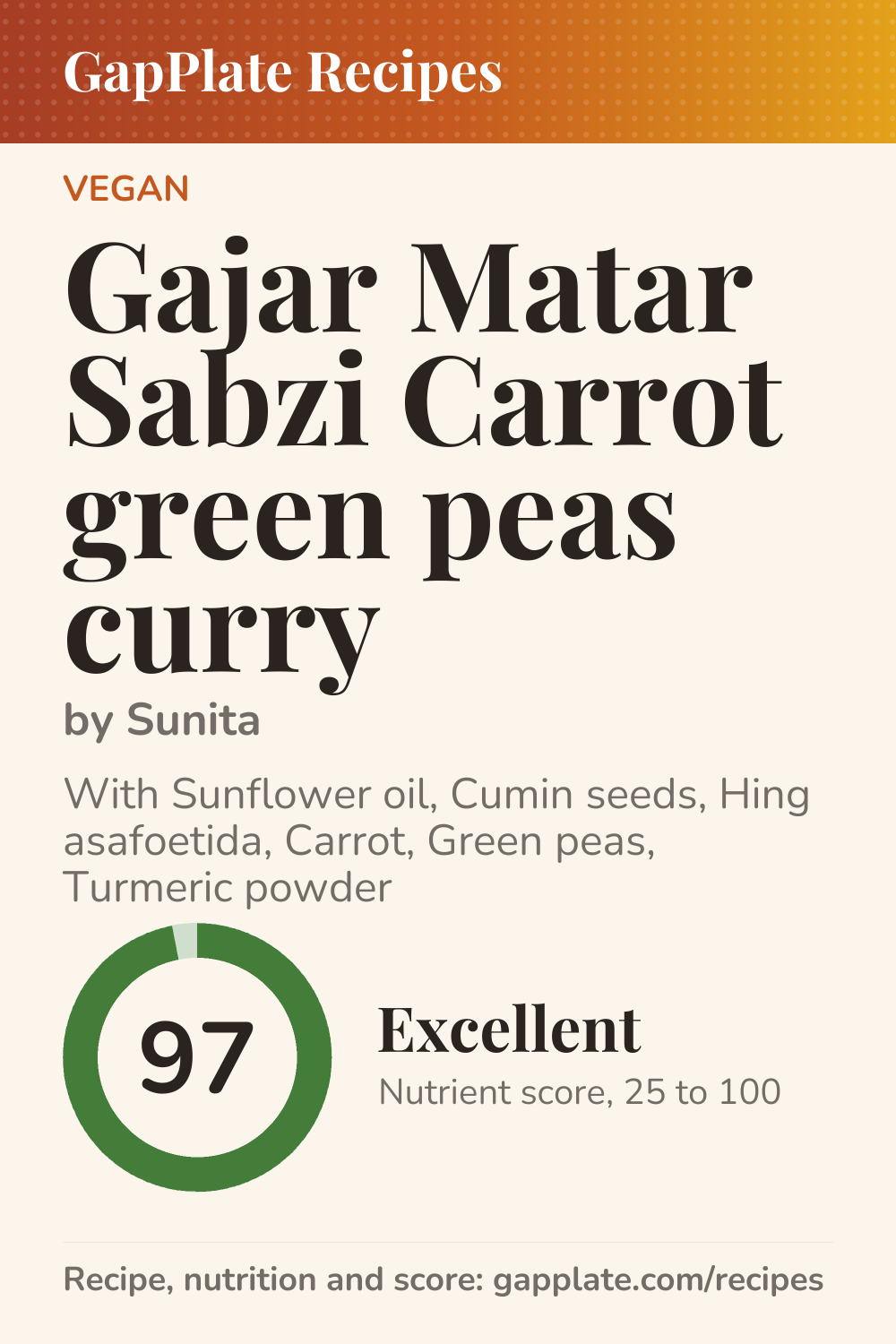 Pin of Gajar Matar Sabzi Carrot green peas curry by Sunita