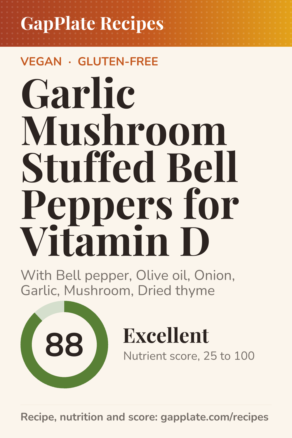 Pin of Garlic Mushroom Stuffed Bell Peppers for Vitamin D recipe