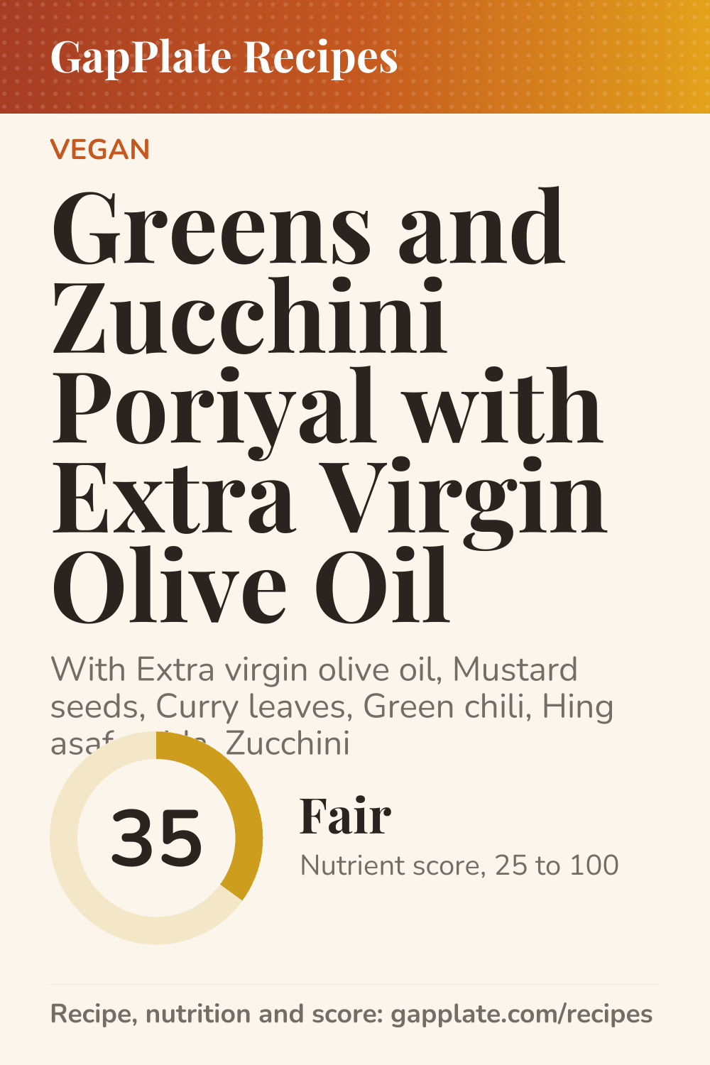 Pin of Greens and Zucchini Poriyal with Extra Virgin Olive Oil recipe
