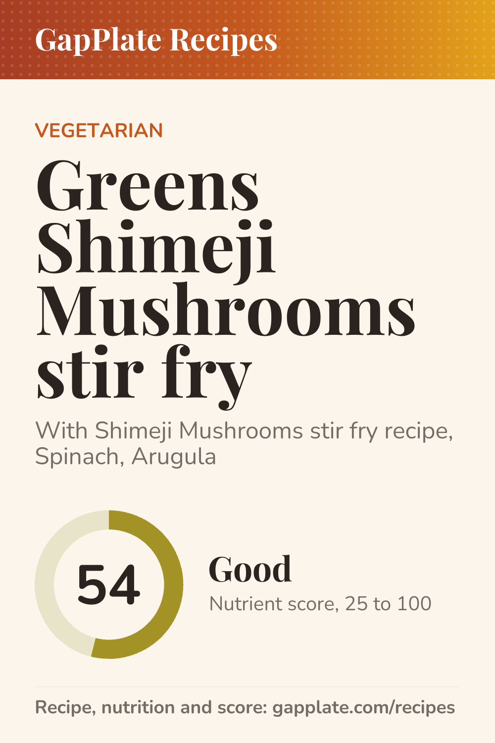 Pin of Greens Shimeji Mushrooms stir fry recipe