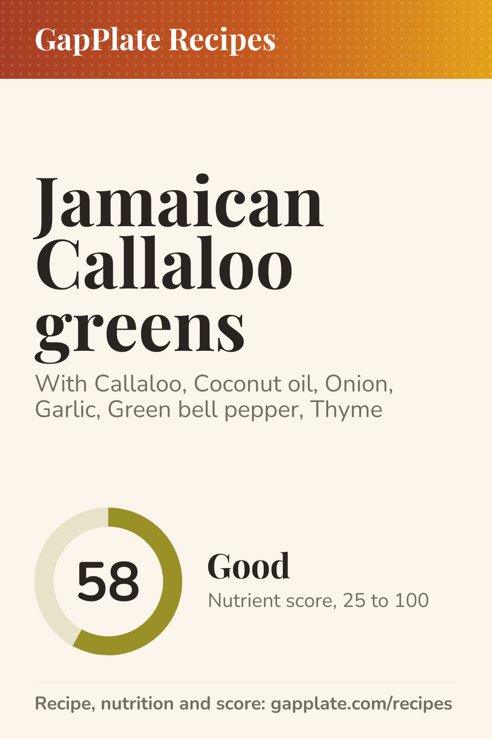 Pin of Jamaican Callaloo greens recipe