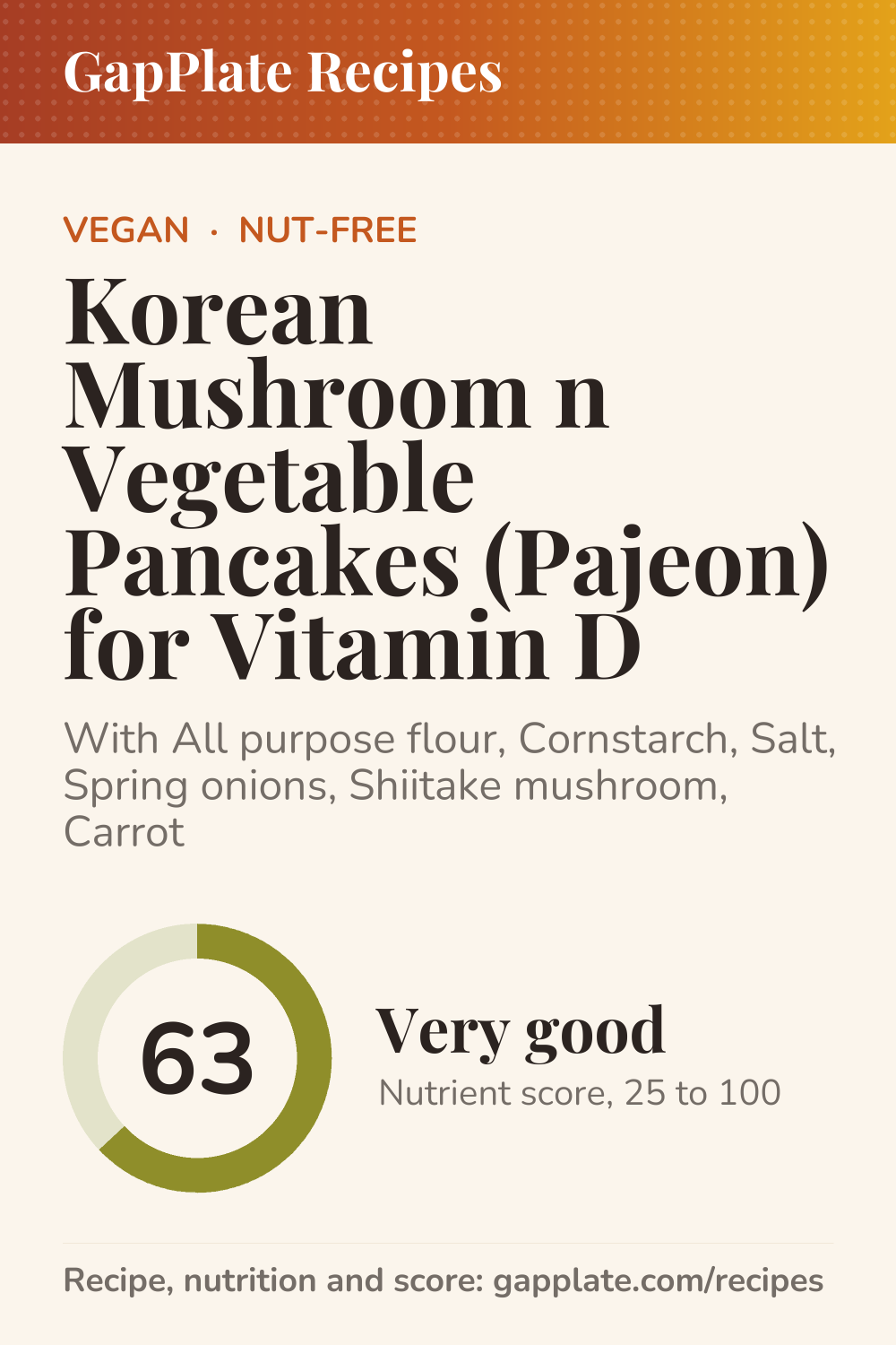 Pin of Korean Mushroom n Vegetable Pancakes (Pajeon) for Vitamin D recipe
