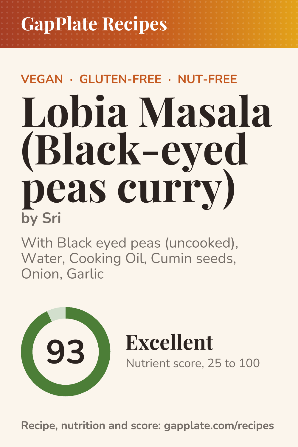 Pin of Lobia Masala (Black-eyed peas curry) by Sri