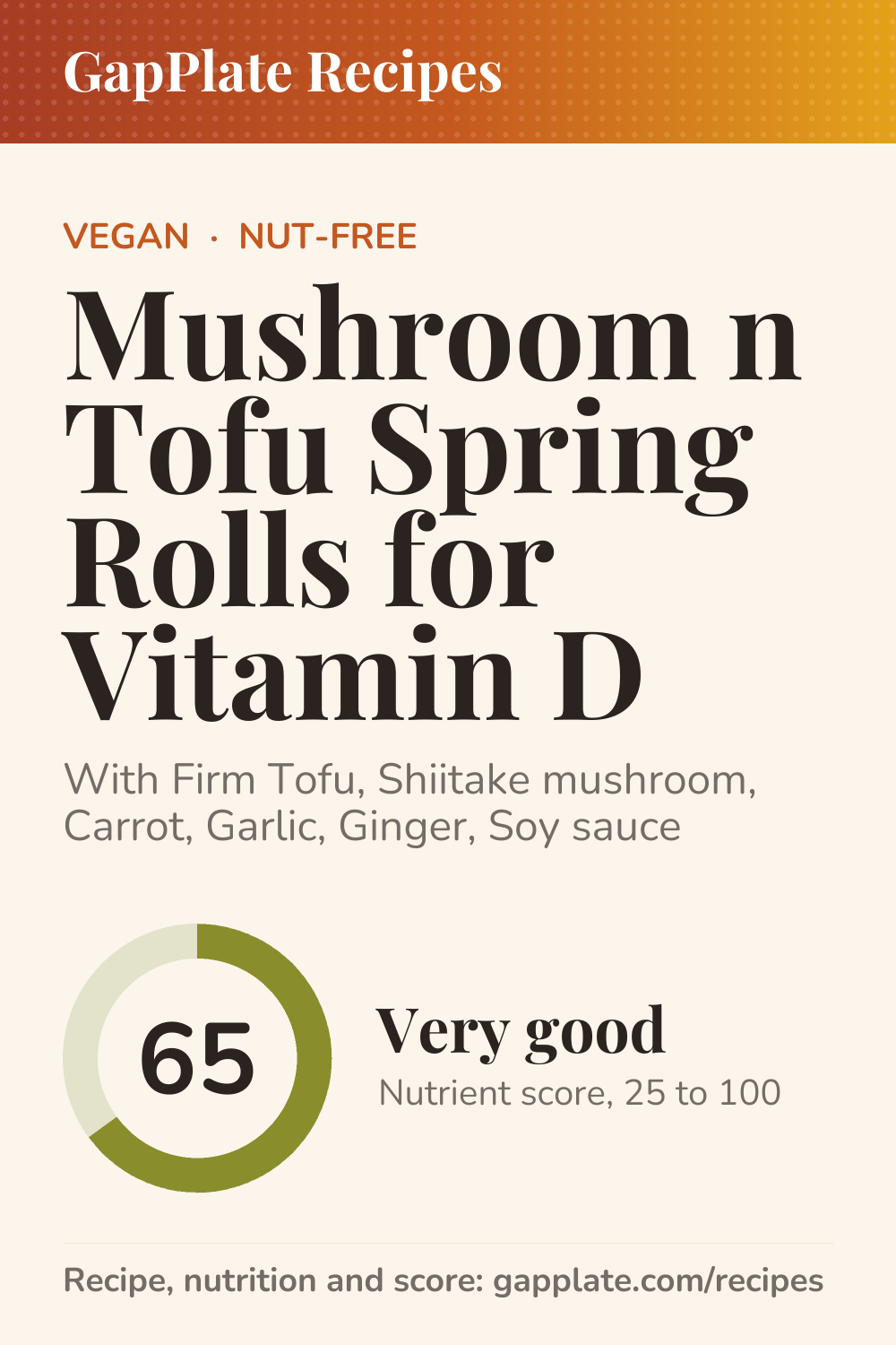 Pin of Mushroom n Tofu Spring Rolls for Vitamin D recipe