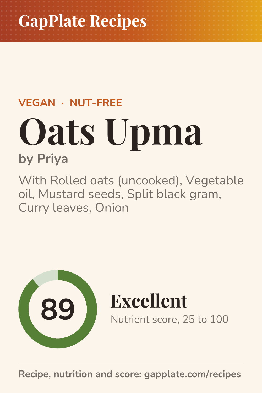 Pin of Oats Upma by Priya