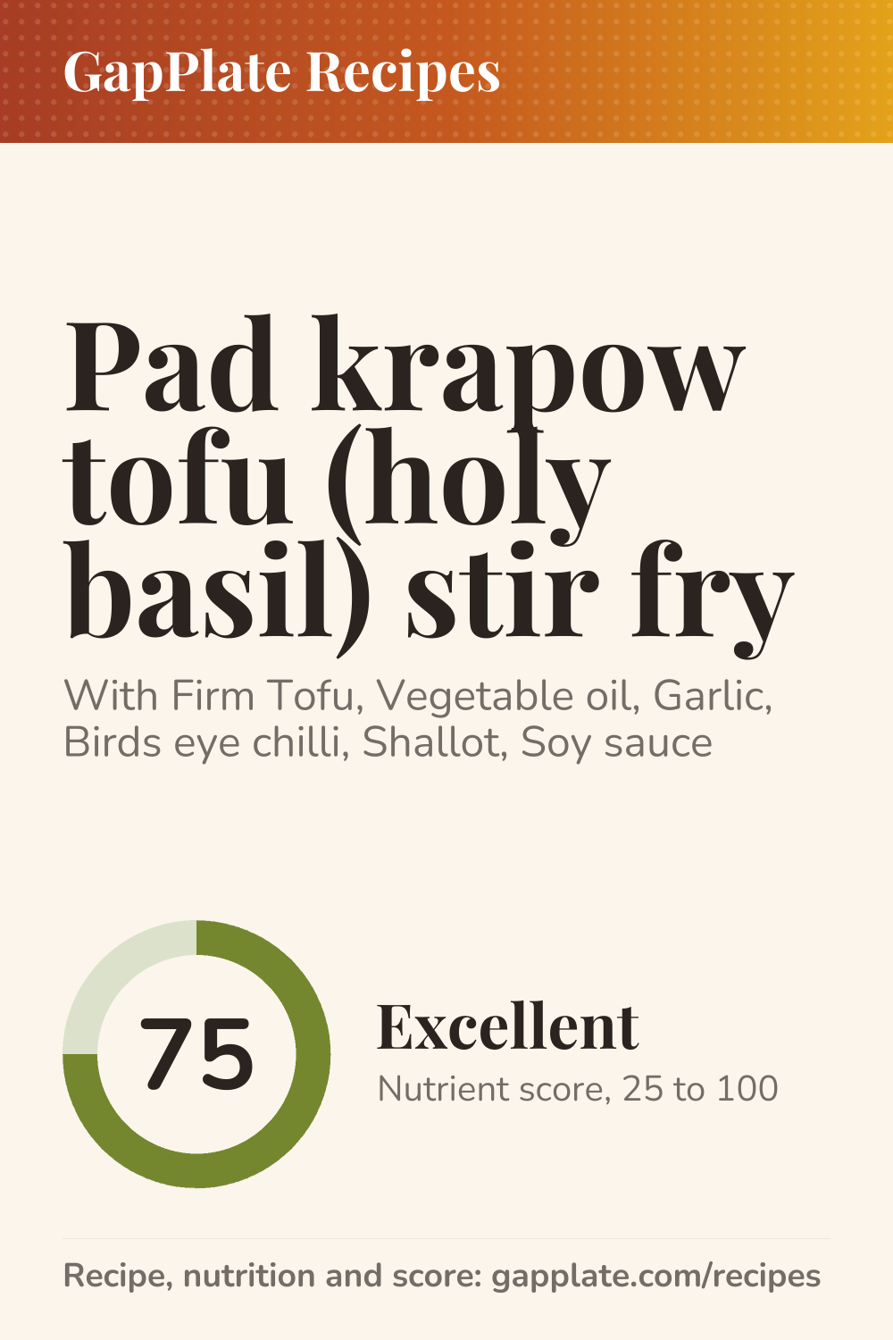 Pin of Pad krapow tofu (holy basil) stir fry recipe