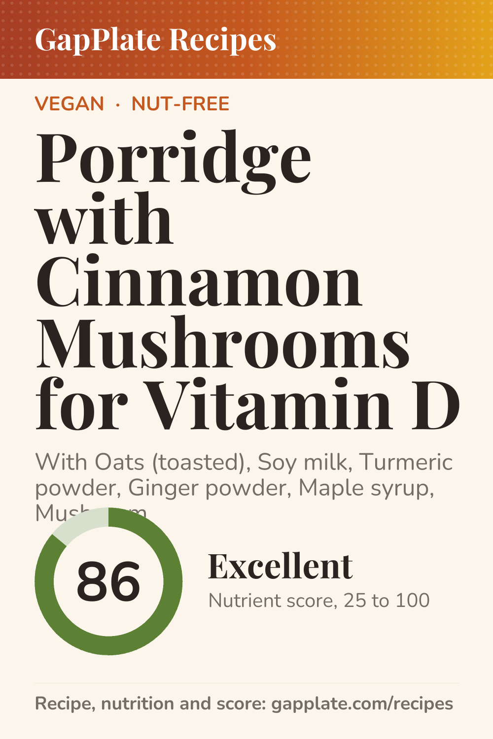 Pin of Porridge with Cinnamon Mushrooms for Vitamin D recipe