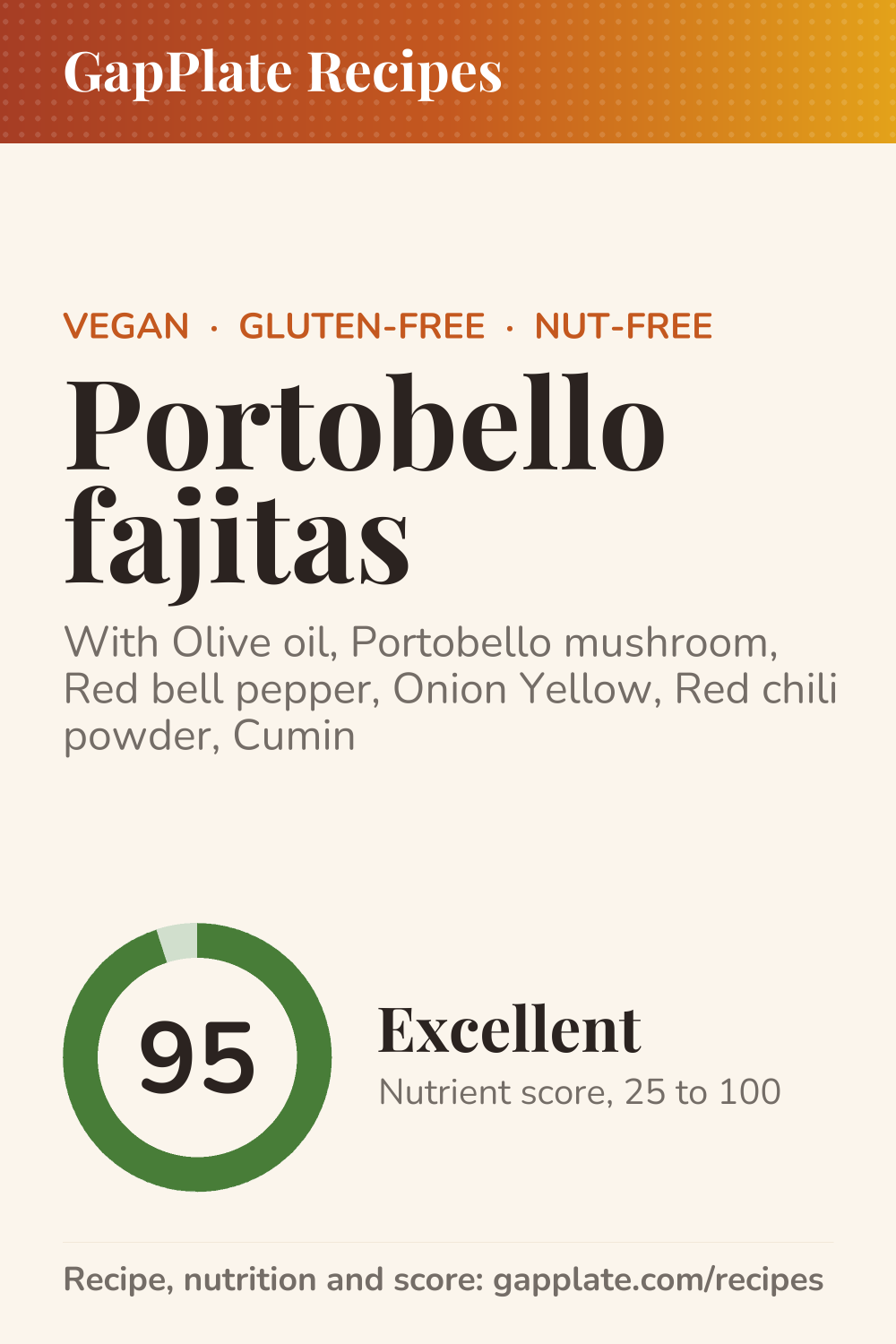 Pin of Portobello fajitas recipe