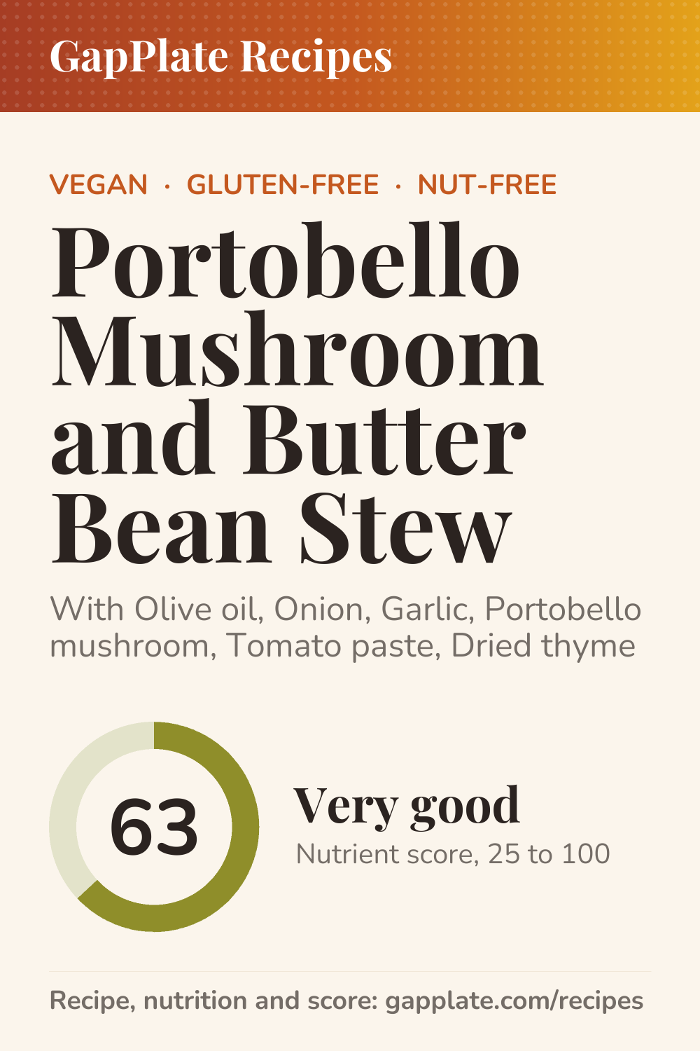 Pin of Portobello Mushroom and Butter Bean Stew recipe