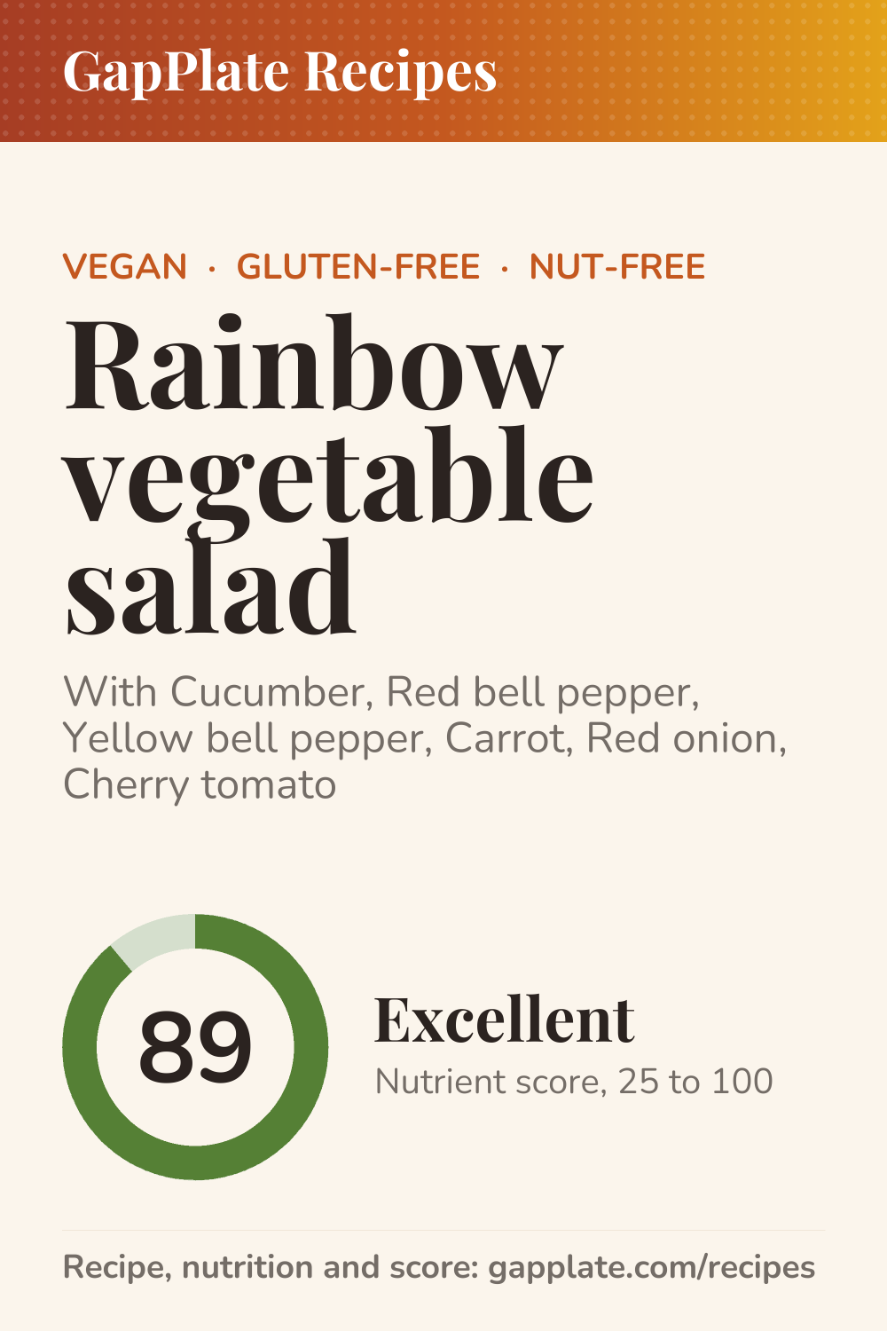 Pin of Rainbow vegetable salad recipe