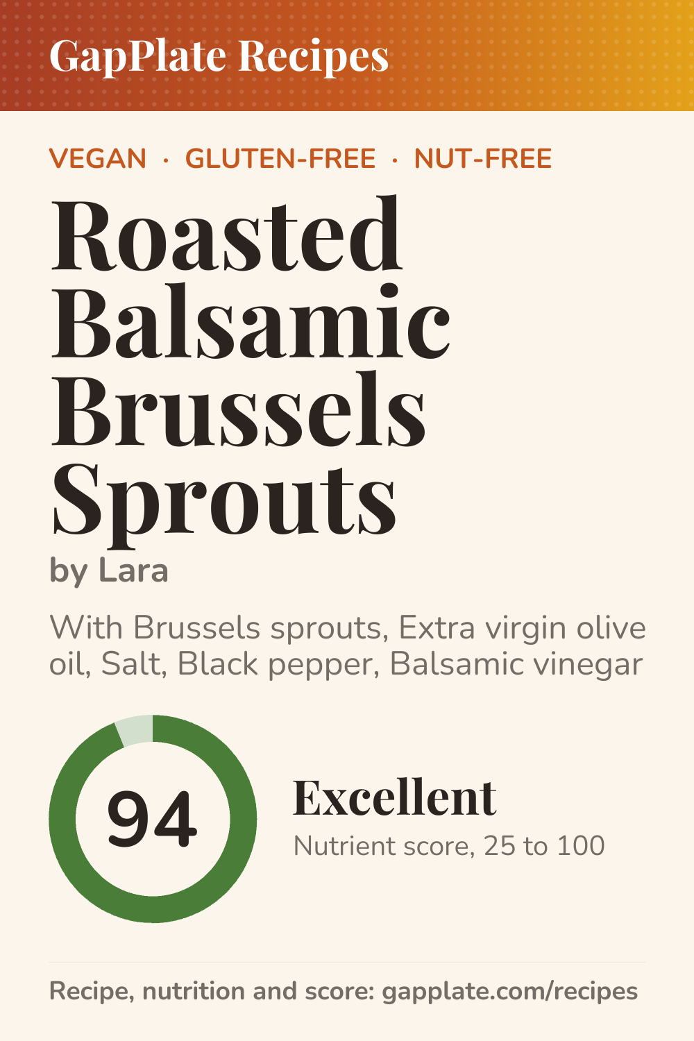 Pin of Roasted Balsamic Brussels Sprouts by Lara