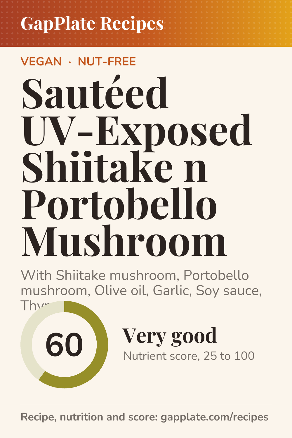 Pin of Sautéed UV-Exposed Shiitake n Portobello Mushroom recipe