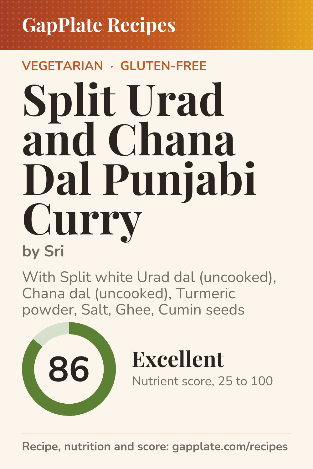 Pin of Split Urad and Chana Dal Punjabi Curry by Sri