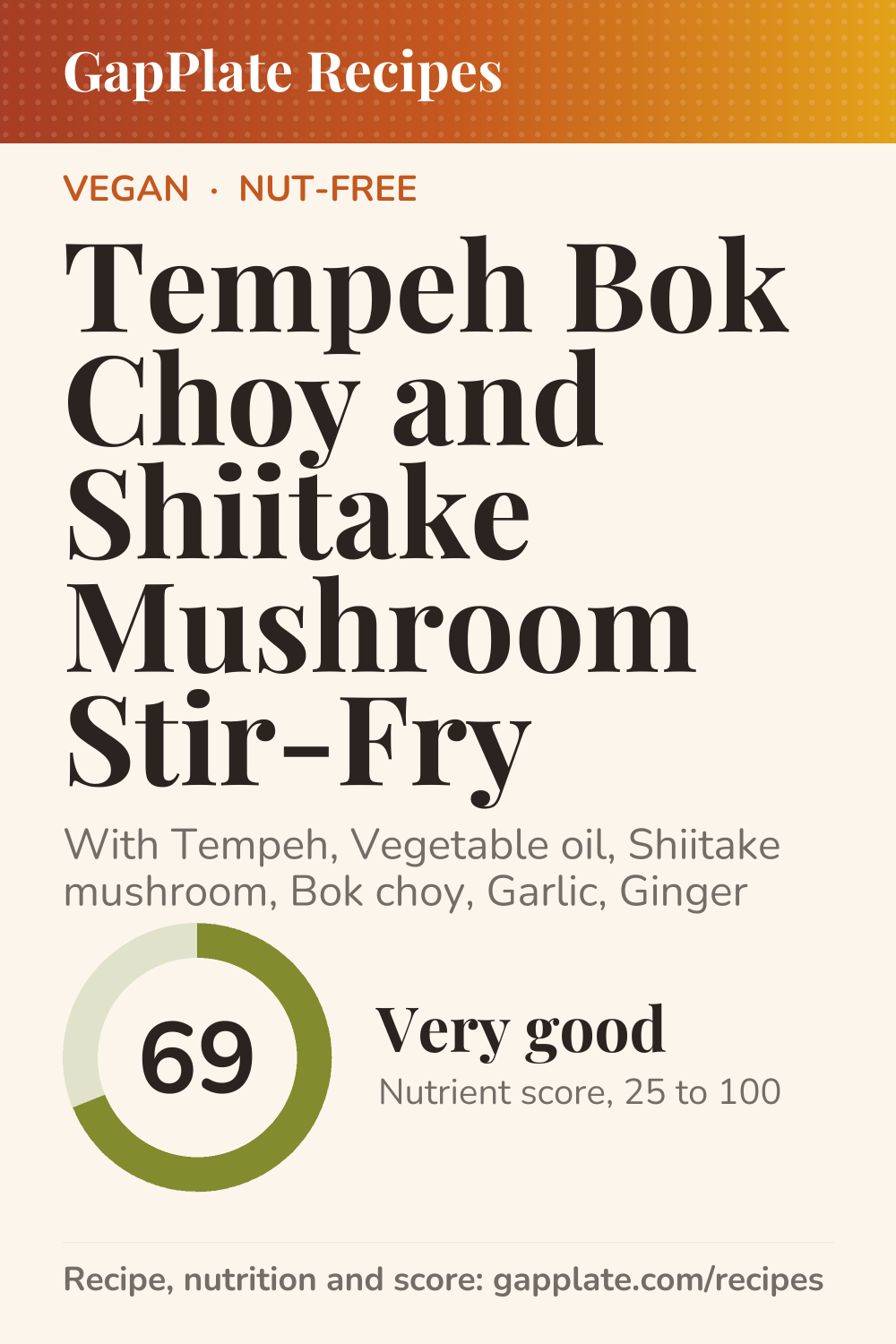 Pin of Tempeh Bok Choy and Shiitake Mushroom Stir-Fry recipe