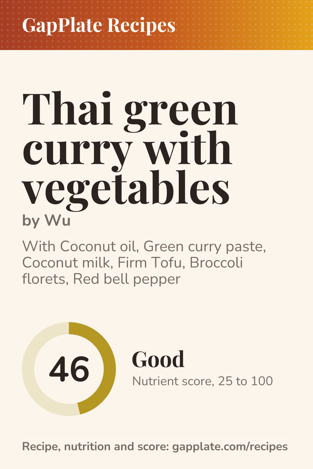 Pin of Thai green curry with vegetables by Wu