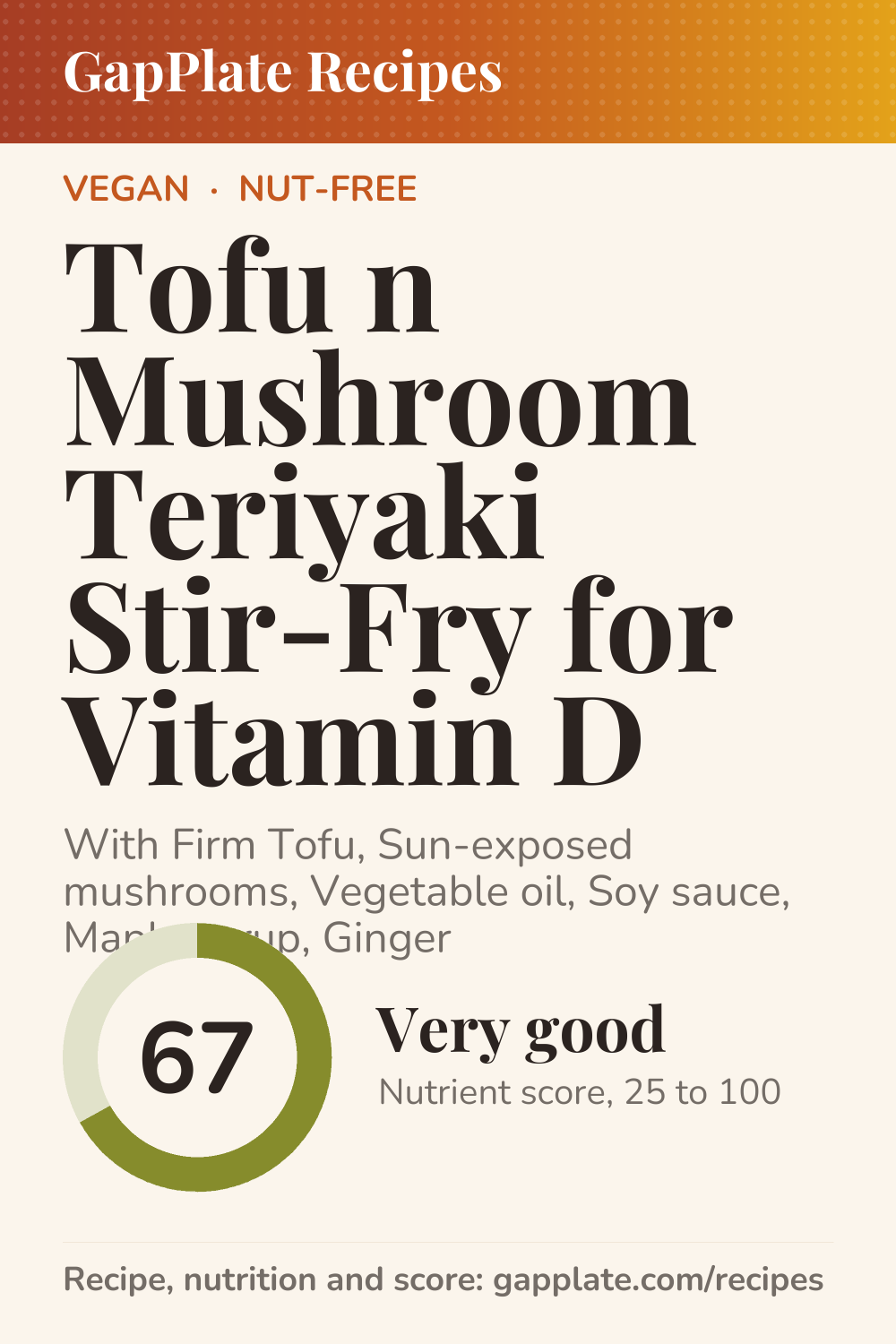 Pin of Tofu n Mushroom Teriyaki Stir-Fry for Vitamin D recipe