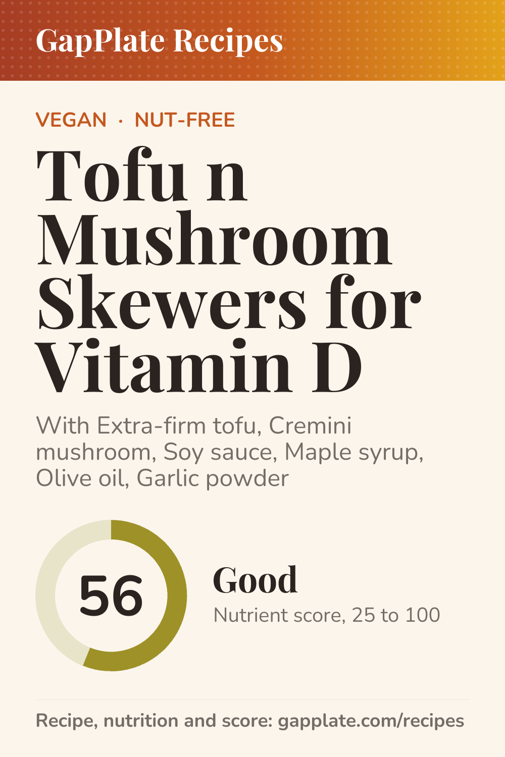 Pin of Tofu n Mushroom Skewers for Vitamin D recipe