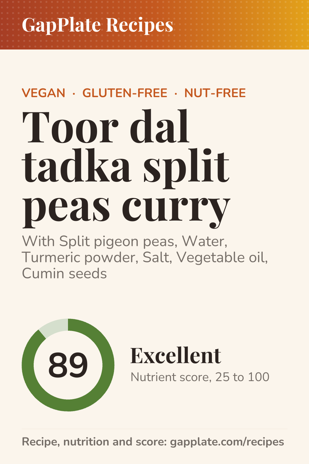 Pin of Toor dal tadka split peas curry recipe