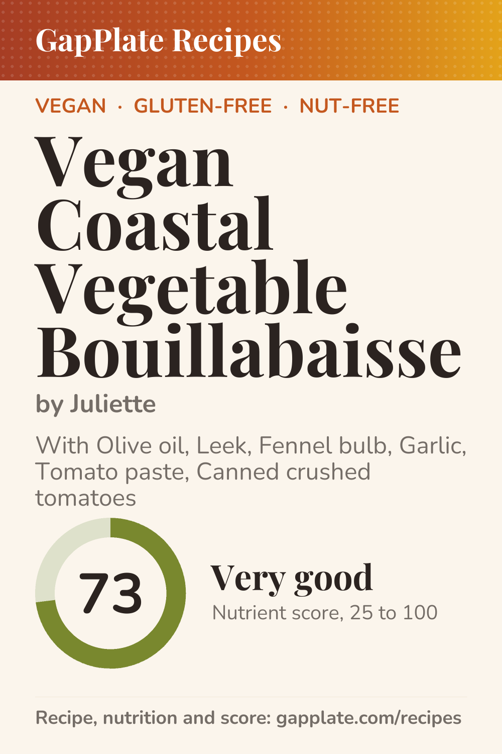 Pin of Vegan Coastal Vegetable Bouillabaisse by Juliette