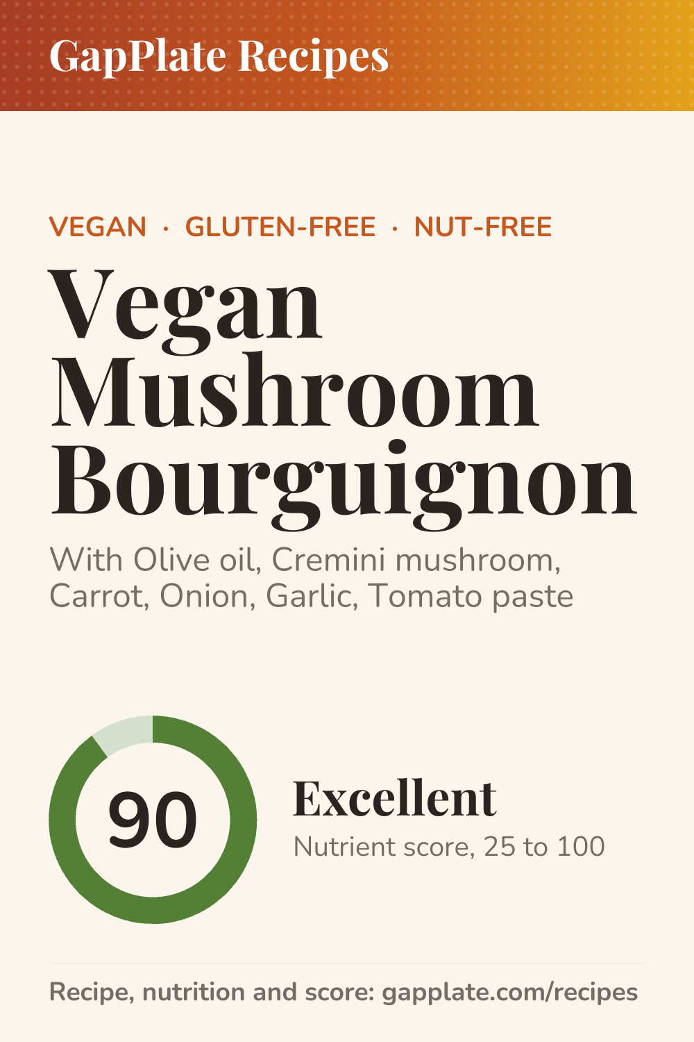 Pin of Vegan Mushroom Bourguignon recipe