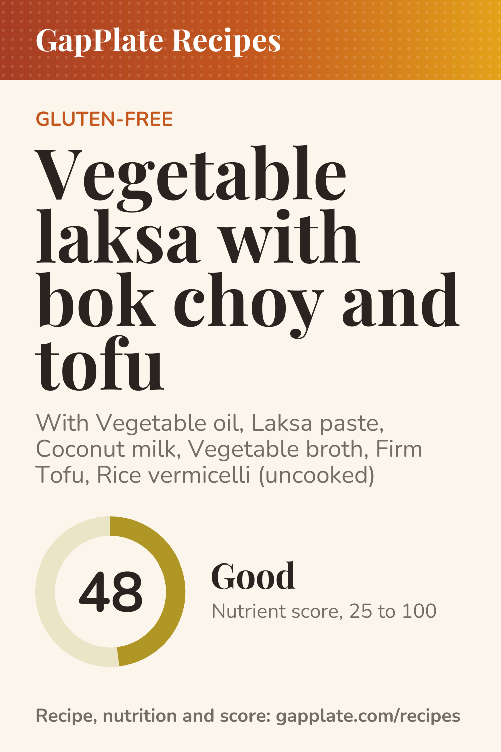 Pin of Vegetable laksa with bok choy and tofu recipe