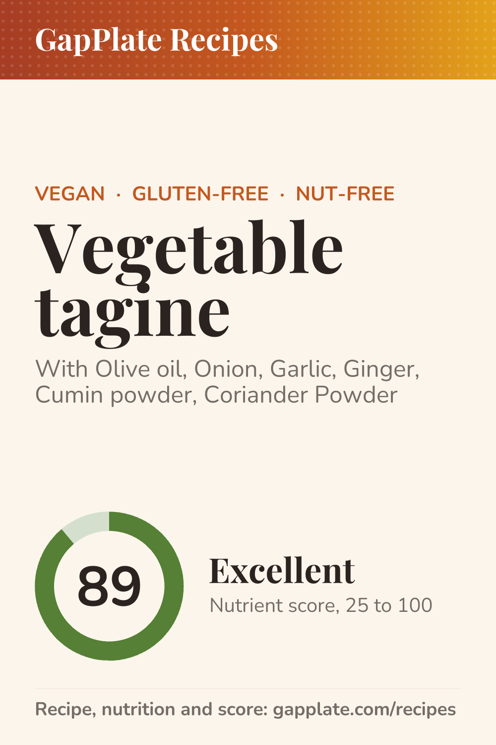 Pin of Vegetable tagine recipe