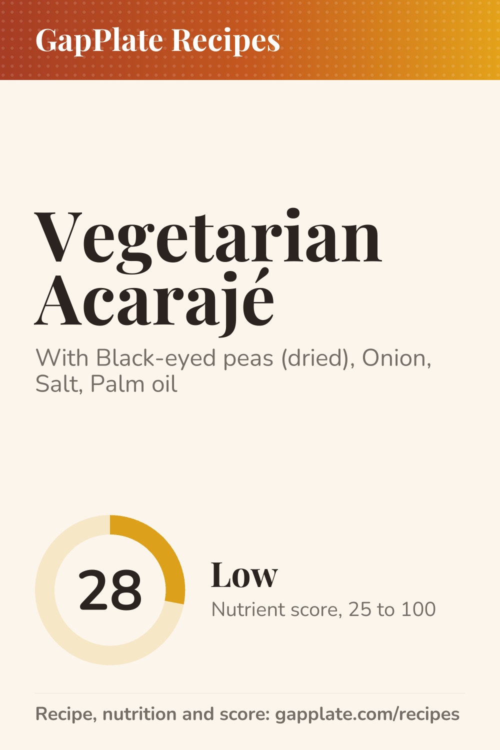 Pin of Vegetarian Acarajé recipe