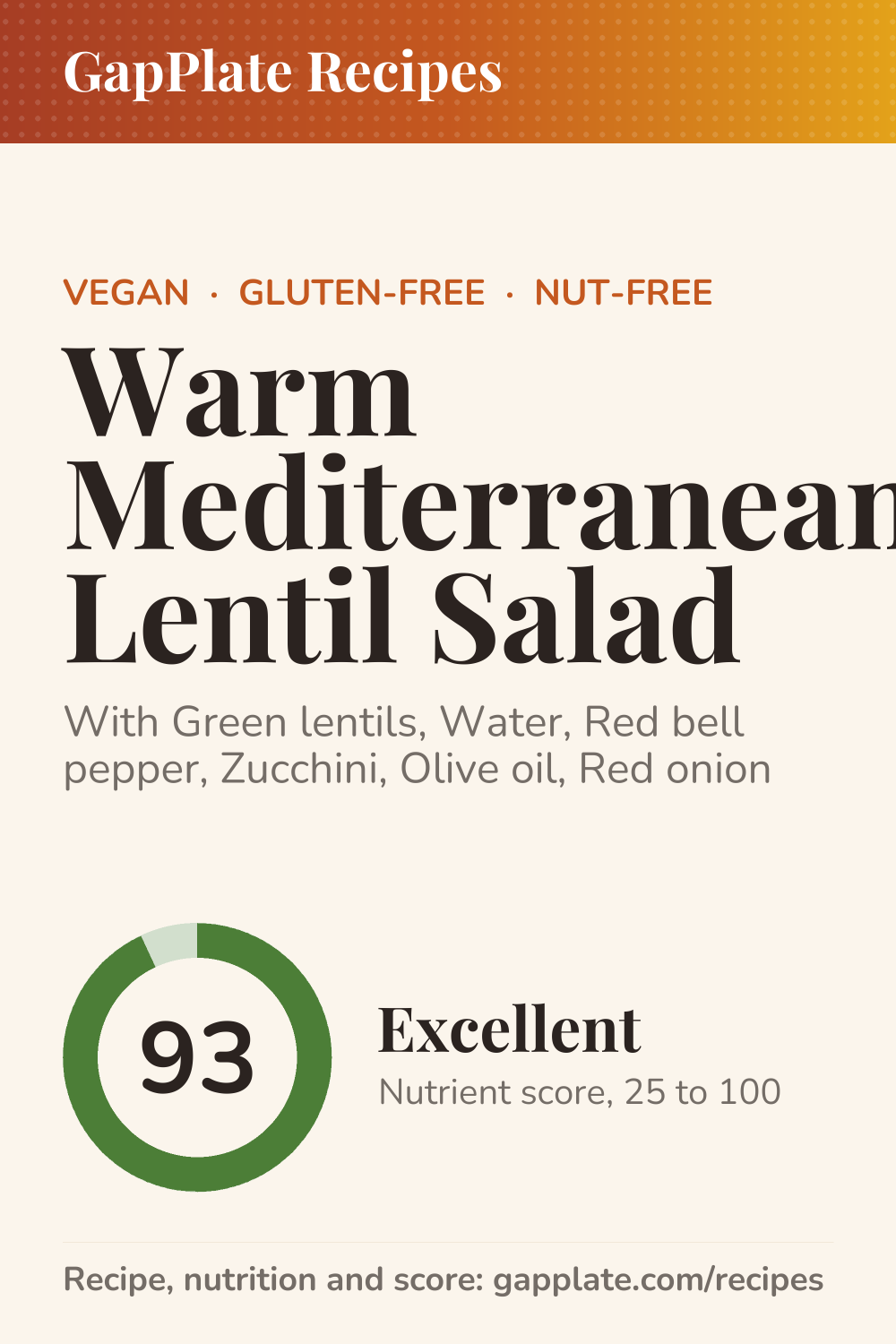 Pin of Warm Mediterranean Lentil Salad recipe